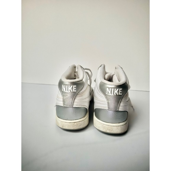 Nike Court Vision Mid White Silver Women's High Top Sneakers Size 7.5 Athletic - Picture 3 of 4